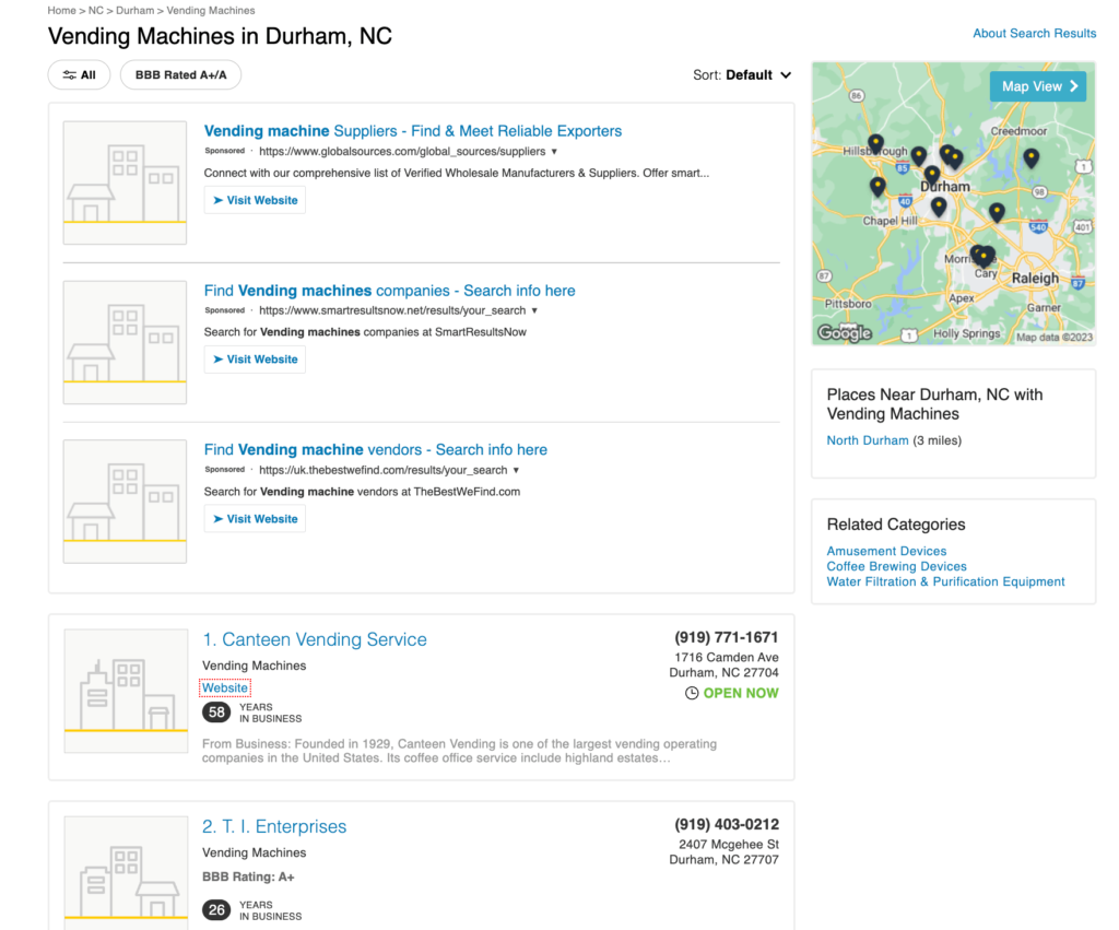 companies looking for vending machines
